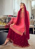 Pink Kashmiri Work Georgette Sharara Suit